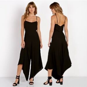 NWT INDAH Armand Spaghetti Strap Scarf Wide Leg Asymmetric Jumpsuit M